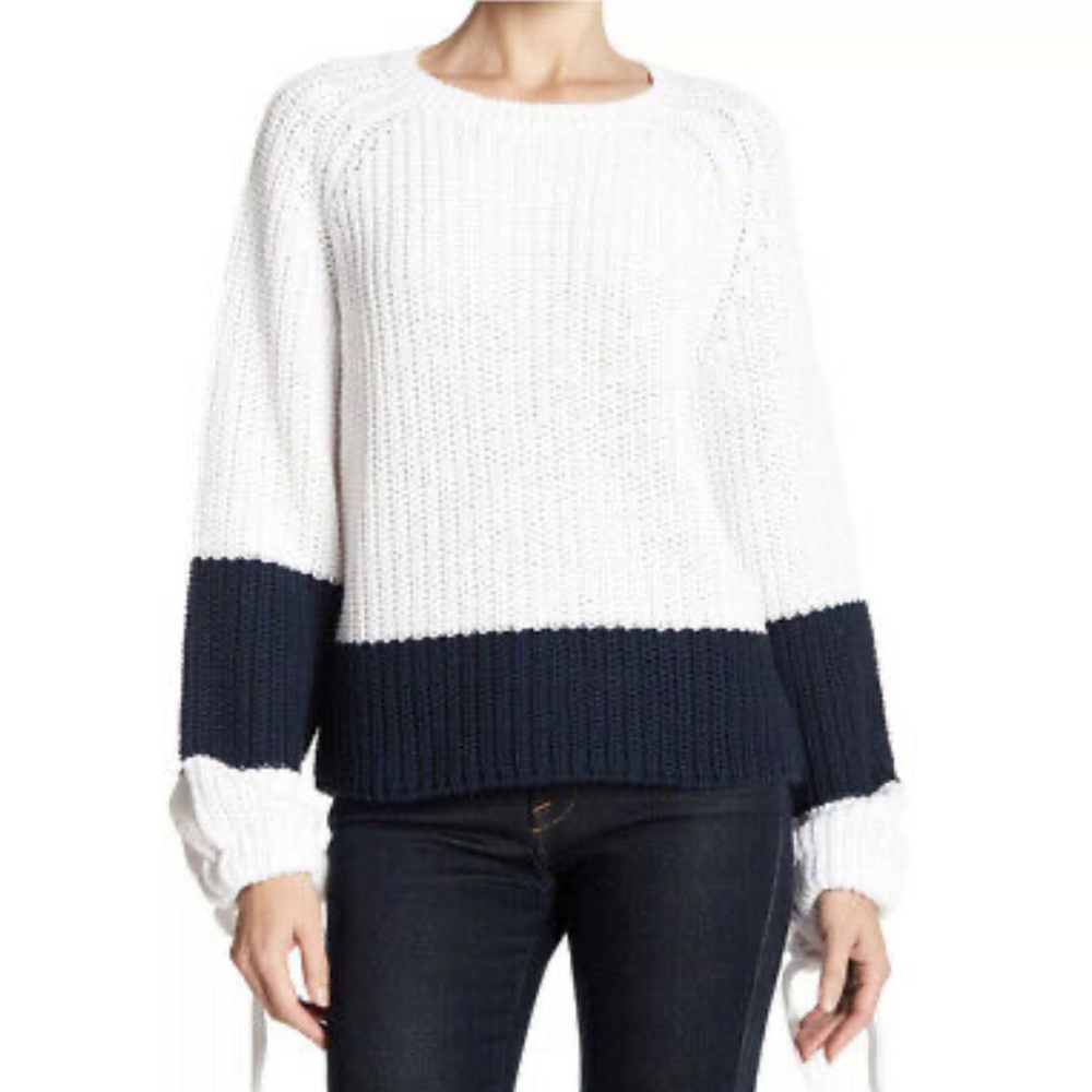360 Sweater Lilah Colorblock Stripe Sweater White